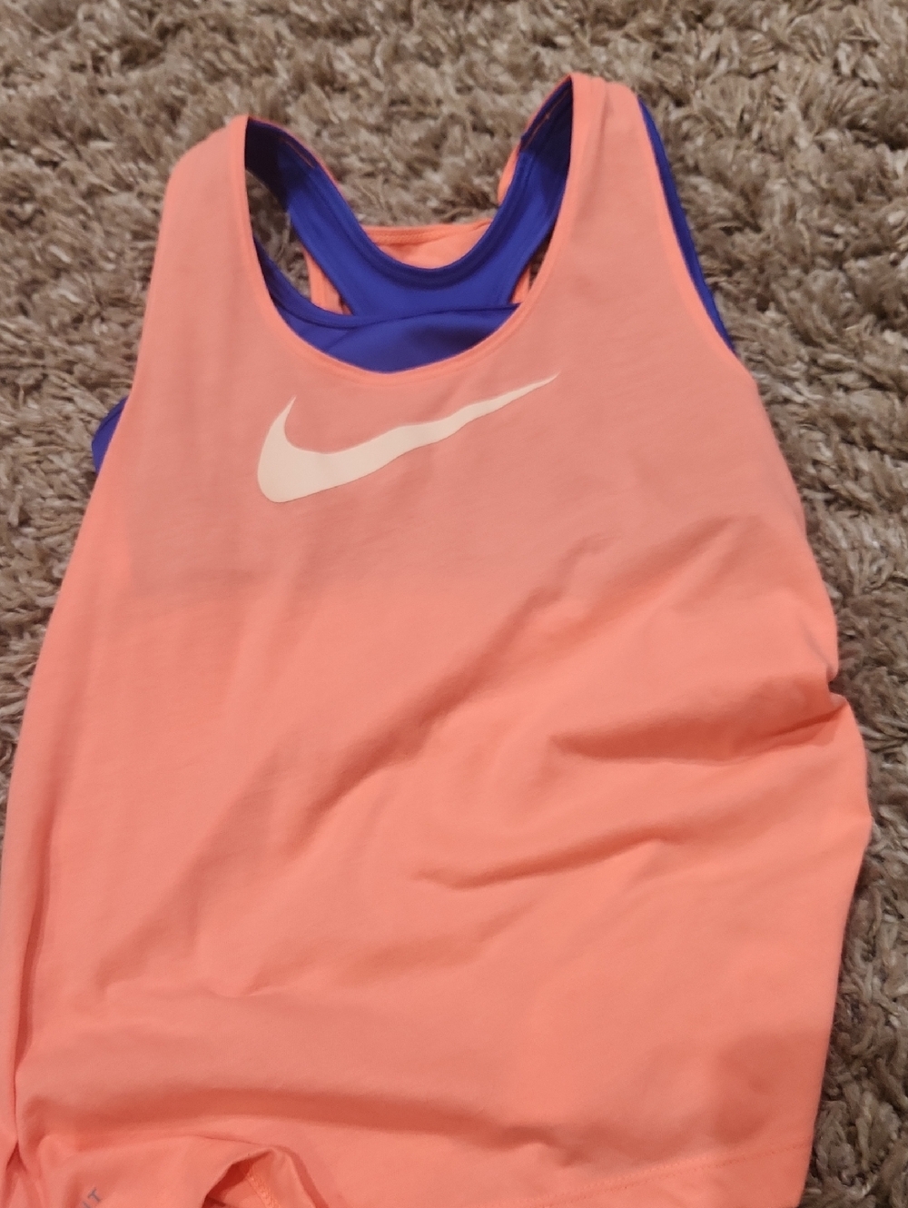 Nike Coral Pink Racerback Tank with Purple Inner Layer